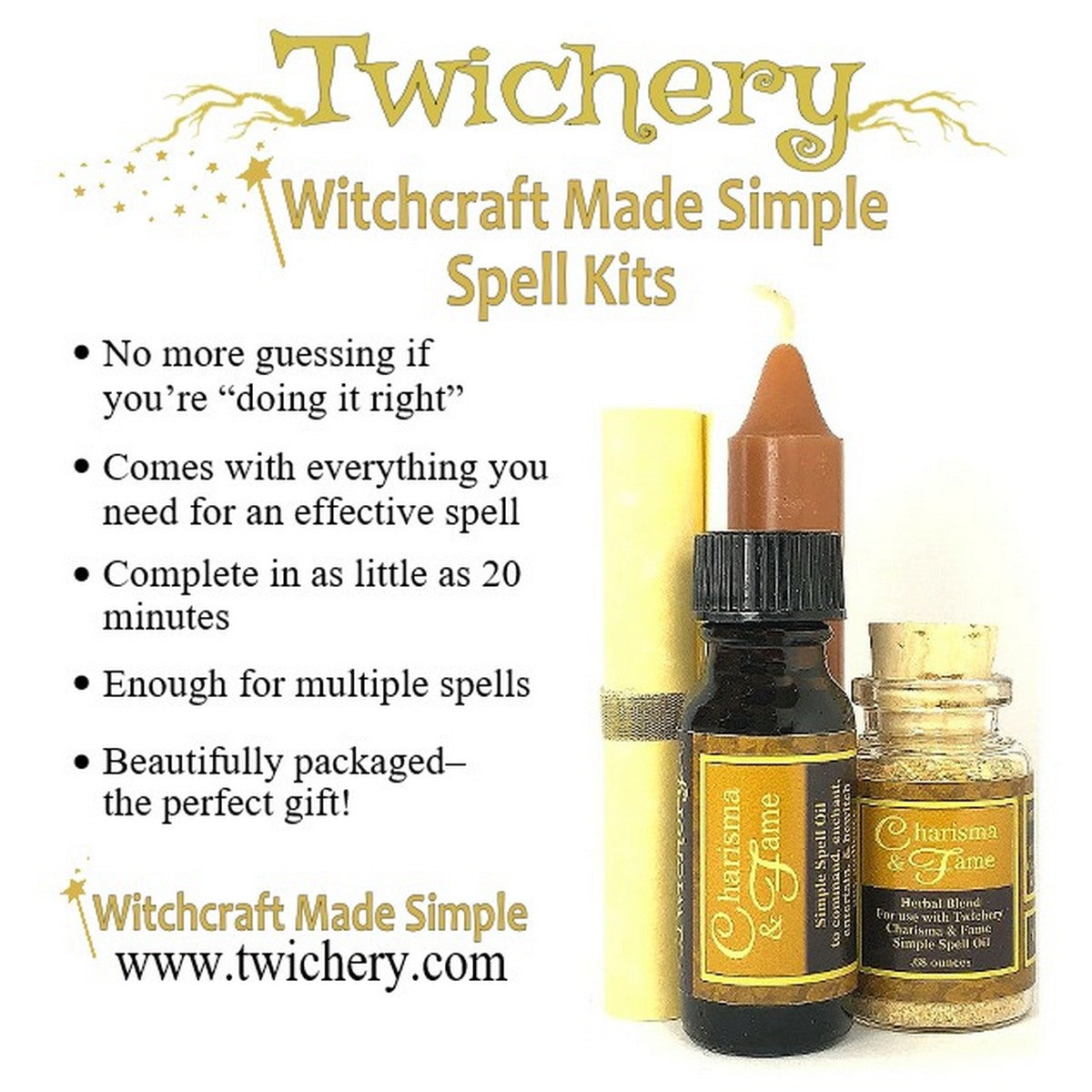 Charisma & Fame Simple Spell Kit - Includes instructions - Witchcraft Made Simple - Twichery - Hoodoo - Wicca - Pagan - Voodoo