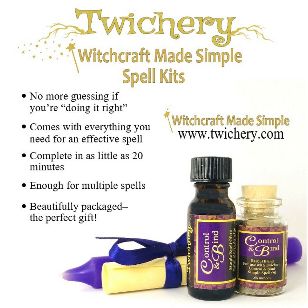 Control & Bind Simple Spell Kit from Twichery - Hoodoo Voodoo Follow Me Boy, As You Please, Do As I Say, As I Please