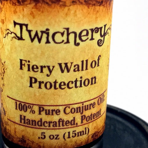 Fiery Wall of Protection: Barrier against evil. Use Twichery's Fiery Wall of Protection Oil for Overall Protection Against Dark Magic. Hoodoo. Voodoo. Traditional botanical.