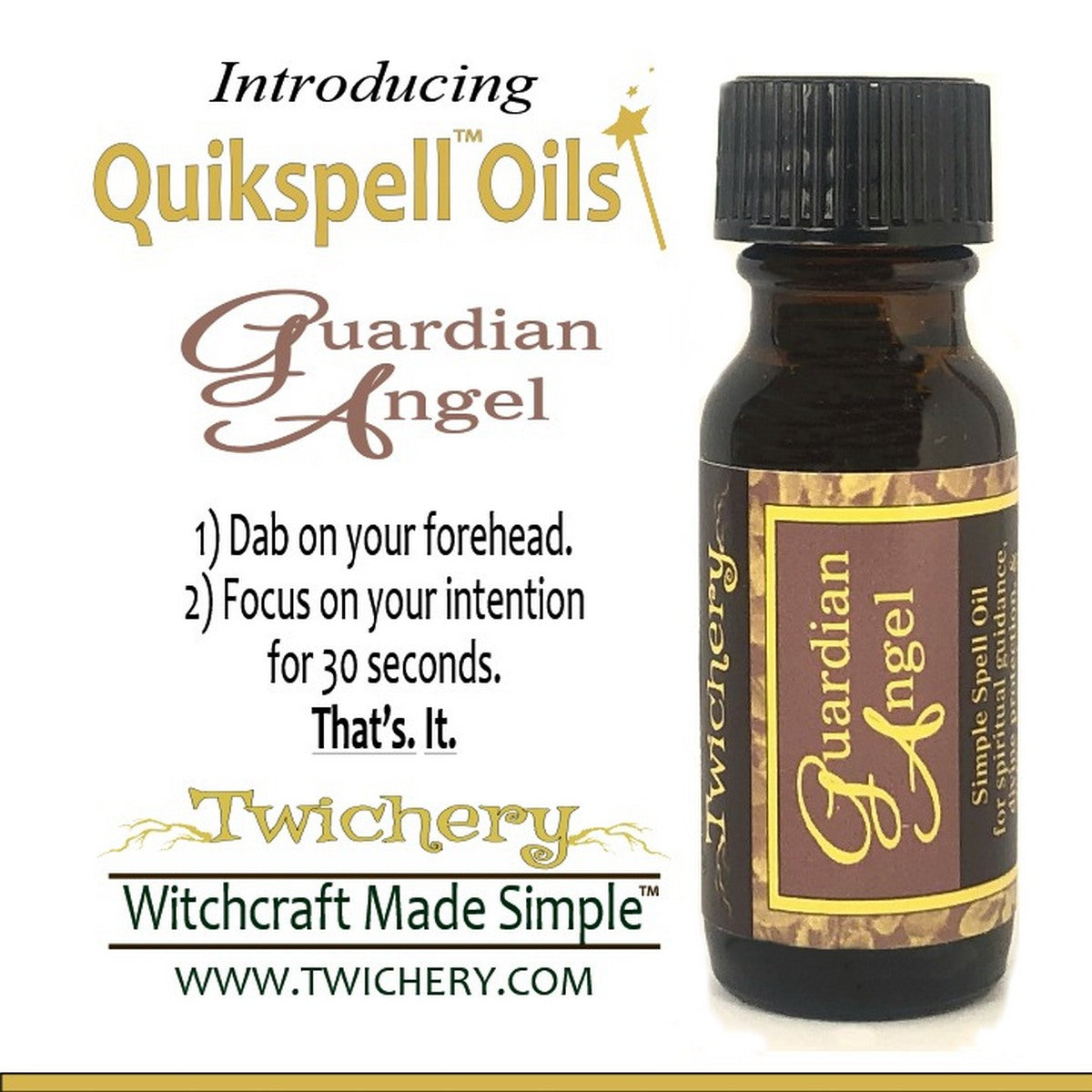 Twichery Guardian Angel Protection Quikspell Oil, Heavenly Protection, Hoodoo, Conjure, Voodoo, Wicca, Pagan, Witchcraft Made Simple