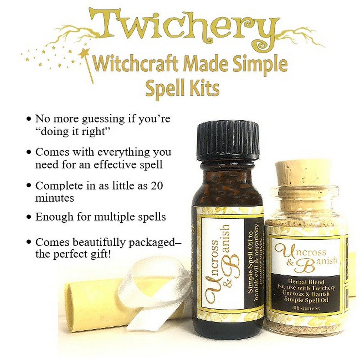 Uncross & Banish Spell GIFT BOX--With Simple Instructions--Complete and Easy (WOOD BOX)