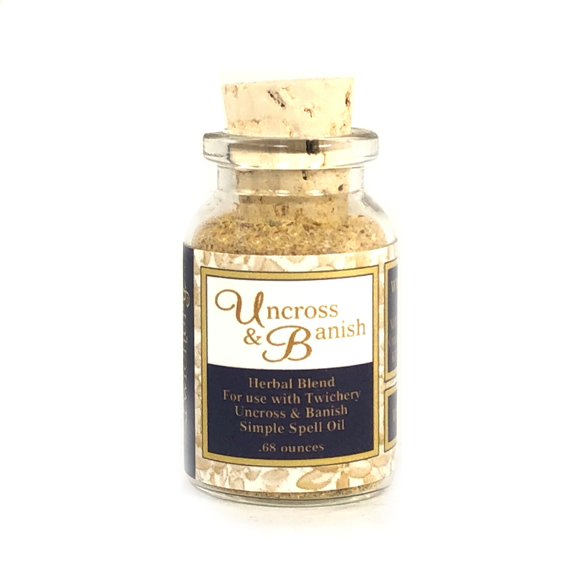 Twichery Uncross & Banish Herbal Blend is for breaking curses, overcoming negativity, getting rid of bad energy. Hoodoo, Voodoo, Wicca, Pagan, Santeria, Witchcraft, Aceite espiritual