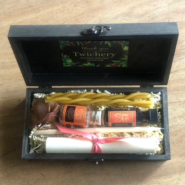 Twichery Come To Me Wood Gift Box, Hoodoo, Voodoo, Wicca, Pagan, Magic, Magick, Love Spell, Uncrossing, Attraction, Passion, Romance, Seduction, Marriage, Matchmaking