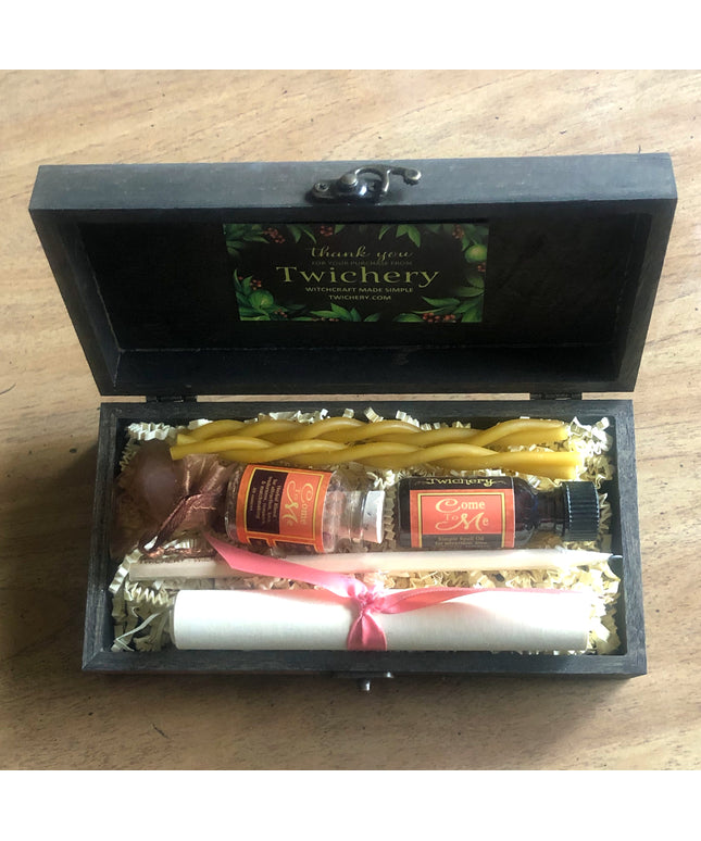 Twichery Come To Me Wood Gift Box, Hoodoo, Voodoo, Wicca, Pagan, Magic, Magick, Love Spell, Uncrossing, Attraction, Passion, Romance, Seduction, Marriage, Matchmaking