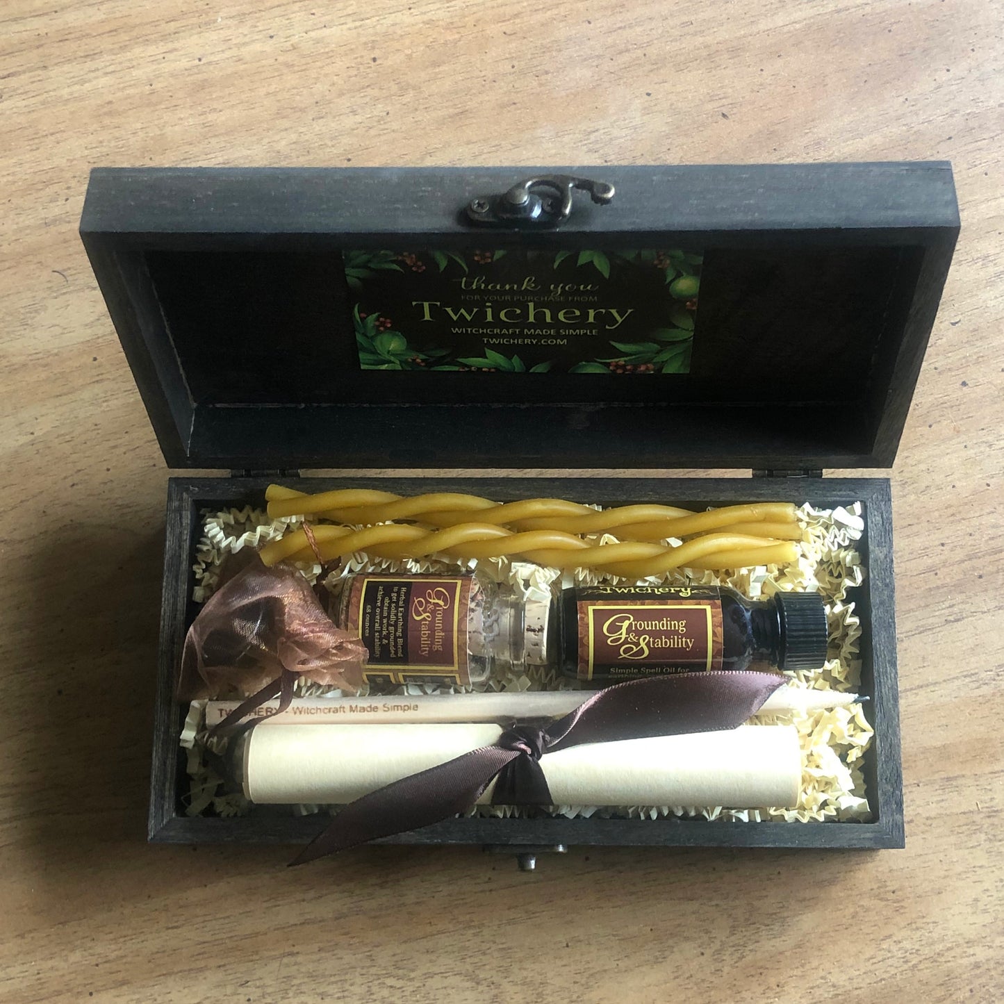 Grounding & Stability Spell GIFT BOX--With Simple Instructions--Complete and Easy (WOOD BOX)