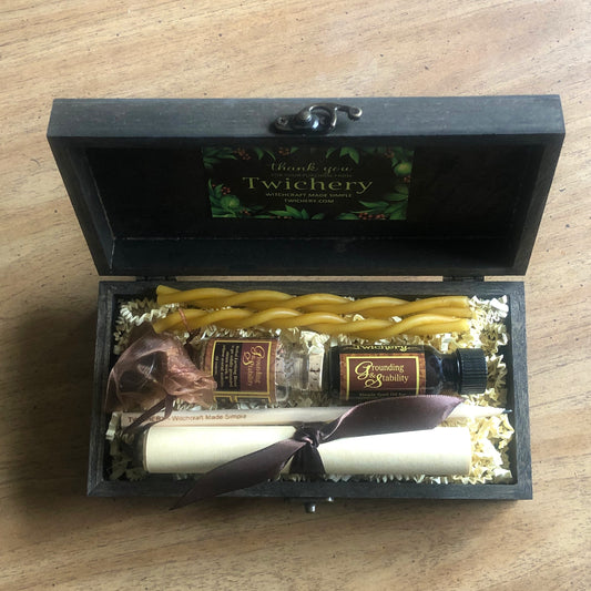 Grounding & Stability Spell GIFT BOX--With Simple Instructions--Complete and Easy (WOOD BOX)