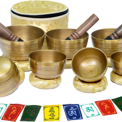 Seven Nepalese Prayer Sound Bowls with Mallets, healing, witchcraft, hoodoo, twichery, witchcraft, traditional witchcraft, pagan, blessing, uncrossing
