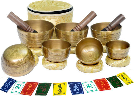 Seven Nepalese Prayer Sound Bowls with Mallets, healing, witchcraft, hoodoo, twichery, witchcraft, traditional witchcraft, pagan, blessing, uncrossing