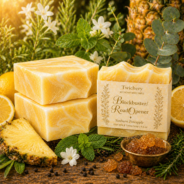 Blockbuster/Road Opener Ritual Soap – Goat Milk & Tallow | Sunburst Pineapple