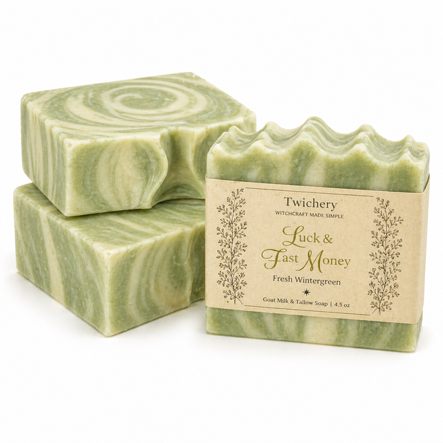 Luck & Fast Money Ritual Soap – Goat Milk & Tallow | Fresh Wintergreen