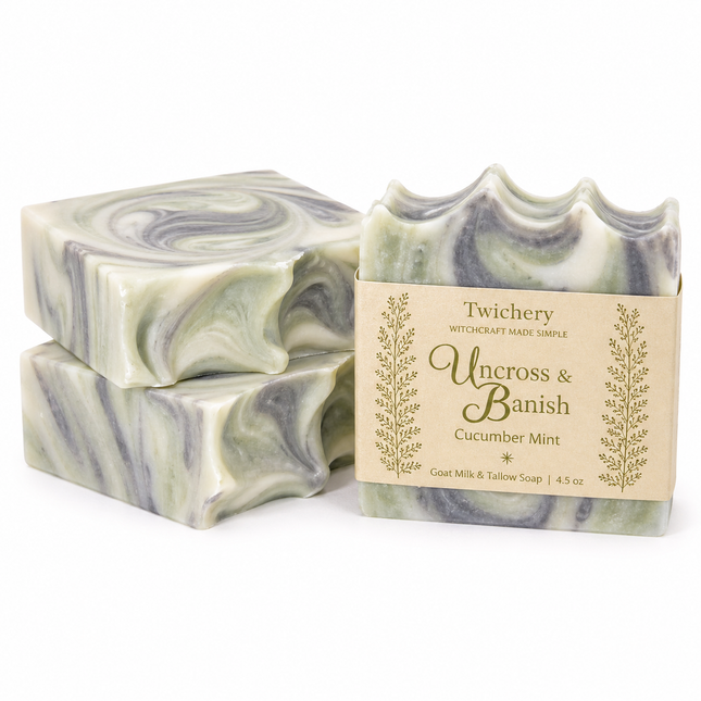 Uncross & Banish Ritual Soap – Goat Milk & Tallow | Cucumber Mint
