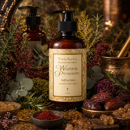 Wealth & Prosperity Ritual Lotion – Goat Milk & Tallow | Saffron Date