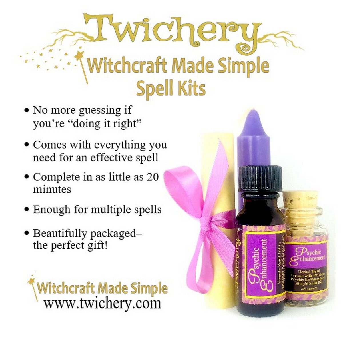 Twichery Psychic Enhancement Spell Kit - Witchcraft Made Simple - Wicca Pagan - Lucid Dreaming - Psychic Abilities Hoodoo Voodoo