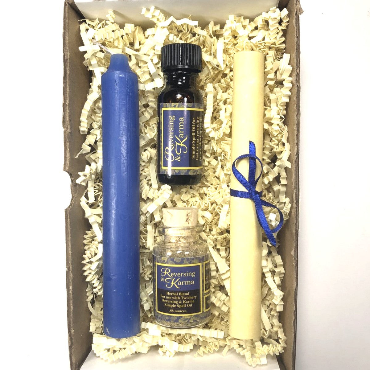Your Twichery Reversing & Karma Simple Spell Kit comes with simple and complete instructions and beautifully packaged for gift-giving purposes